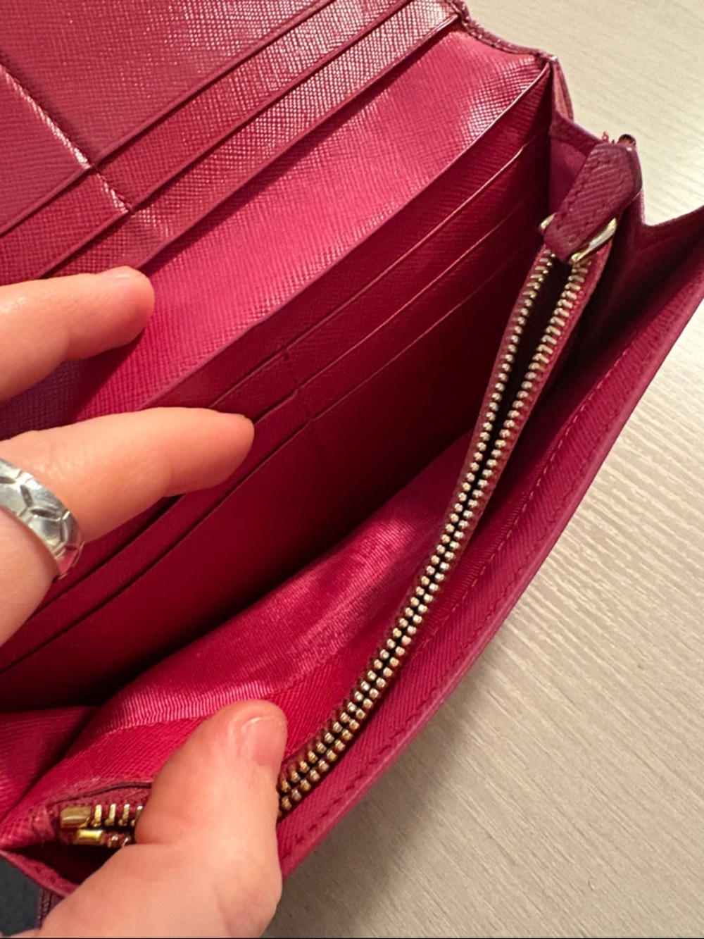 Prada Saffiano Leather Long Wallet - Raspberry - Picture 5 of 12